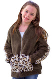 Print Splicing Faux Fleece Pocket Girl's Jacket