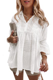 Lace Detail Dotted Print Babydoll Blouse