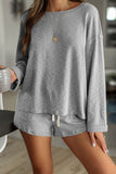 Gray Pocketed Knit Loungewear Set