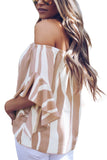 Off The Shoulder Vertical Stripes Blouse in Black