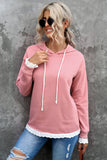 Plain Hoodie with Lace Trims