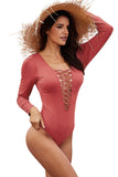 Sexy Lace up High Cut One Piece Swimsuit