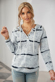 Tie-dye Stripe Button Drawstring Hoodie