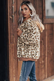 Khaki Cozy Plush Leopard Jacket