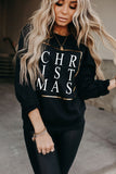 CHRISTMAS Glitter Print Crew Neck Sweatshirt