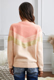 V Stripe Pattern Colorblock Sweater
