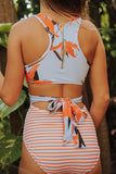 Printed Zipped Racerback Maillot