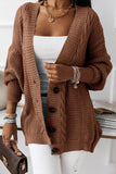 Buttons Front Textured Knit Cardigan