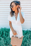 Lace Deep V Neck Romper with Pocket