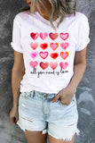 Be Kind Heart Print O-Neck T-shirt