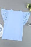 Hollow Out Ruffle Sleeve T-shirt