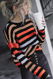 Black Striped Drop Shoulder Sweater