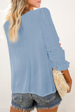 Bohemian Bubble Sleeve Eyelet Blouse