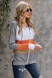 color Zipped Front Colorblock Hollow-out Knit Hoodie