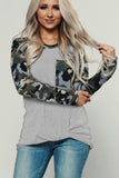 Camo Contrast Long Sleeve Top
