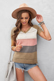 Stripe Print Knitted V Neck Top