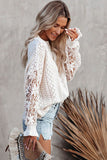 Crochet Lace Pointelle Knit Sweater