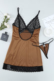Lace Spice Satin Babydoll with Slit