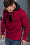 American Flag Print Color Block Men's Hoodie