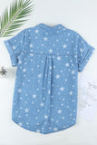 Star Print Chambray Short Sleeve Shirt