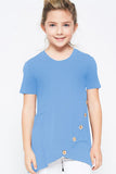 Buttoned Arched Hem Girls T-shirt