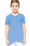 Buttoned Arched Hem Girls T-shirt