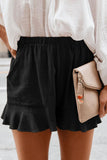 Khaki High Waist Pocketed Ruffle Shorts