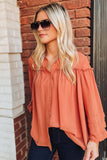 Frill Trim Creasy Puff Sleeve Shirt