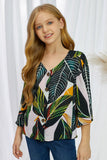V Neck Ruffled Sleeve Buttons Girl's Blouse