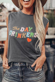 The DAY DRINKERS Letters Print Gray Tank Top