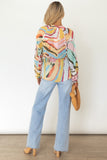 color Tropical Fish Skin Crinkle Long Sleeve Shirt