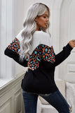 Colorblock Leopard Patchwork Knit Top