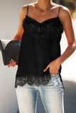 Black Satin Lace Cami Tank