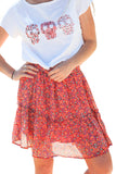 Floral Print Elastic Waist Skirt