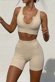 Seamless U-Neck Top and Shorts Yoga Gym Sports Wear