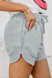 Gray Ribbed Trim Knit Casual Shorts