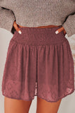 Smocked Waist Swiss Dot Casual Shorts