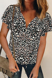 V-neck Short Sleeve Fashion Print Fantasy Fluttering Blouse