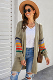 Striped Balloon Sleeve Cardigan