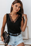 Lace Splicing Open Back V Neck Tank Top