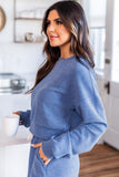 Ribbed Texture Pullover and Drawstring Shorts Lounge Set