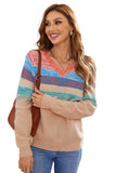 Multicolor Striped V Neck Pullover Sweater