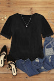 Swiss Dot Lace V Neck Shirt