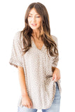 Chloe Animal Print V-neck Rolled Sleeve Tunic Top