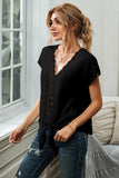 V Neck Lace Patchwork Tee with Knot