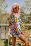 White Water Painting Flowers Sexy Off Shoulder Top