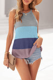 Color Block Striped Knit Tank Top