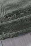 Sexy V Neck Surplice Hollow-out Sweater with Lace Sleeves