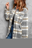 Brown Plaid Print Pocket Women Shacket