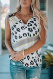 Leopard Color Block Notched Neck Hole Tank